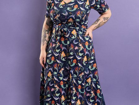 Alia Mermaids Print Midi Dress Online now