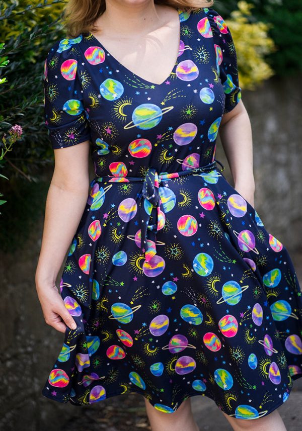 Saturn Planets Print Full Skirt Dress Online