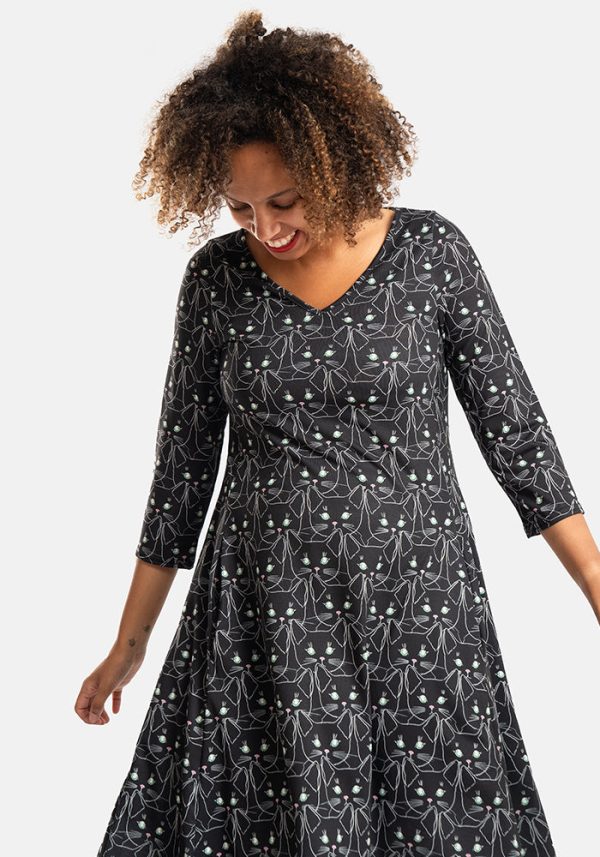 Tux Cat Face Print Trapeze Dress Online Sale