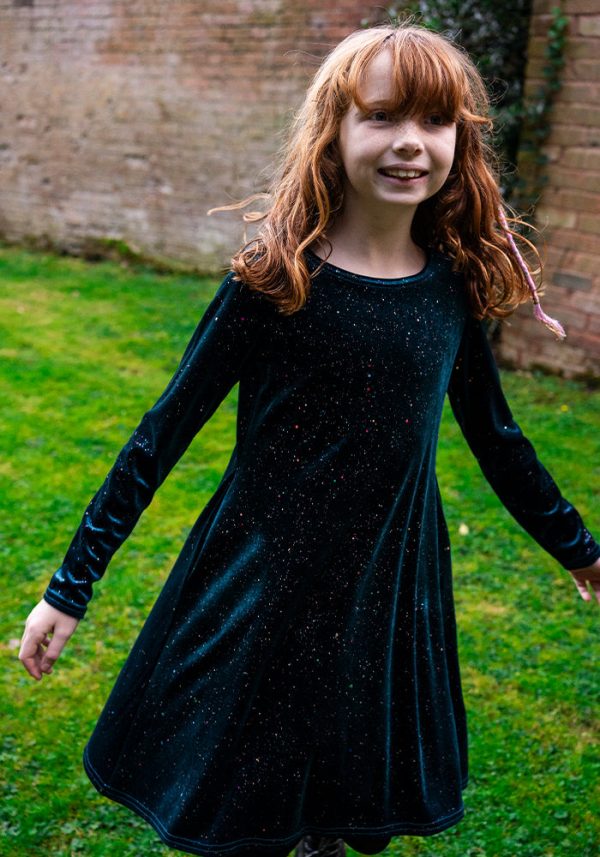 Children s Petrol Sparkle Dress (Dazzle) Discount