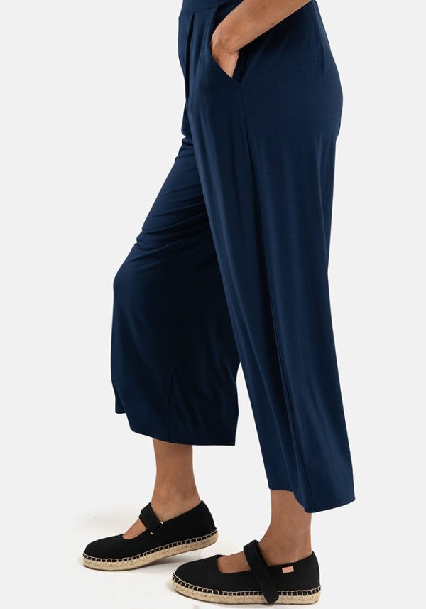 Lexus Navy Pull On Wide Leg Culotte Trouser Online now