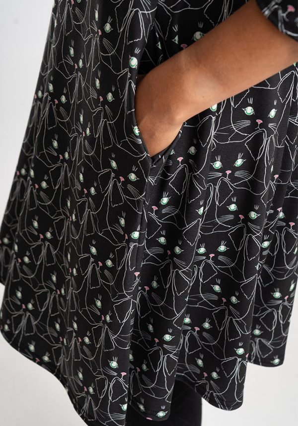 Tux Cat Face Print Trapeze Dress Online Sale