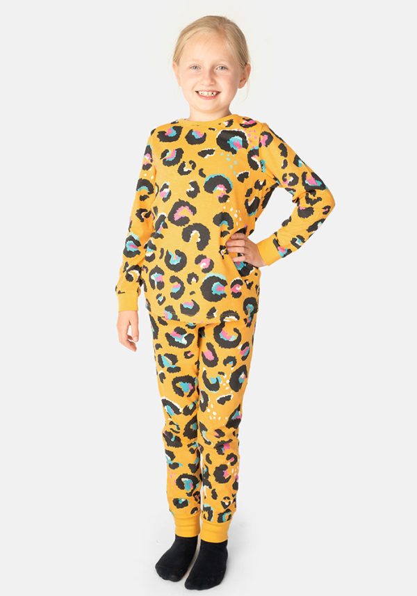 Children s Mustard Animal Print Cotton Pyjama Set on Sale