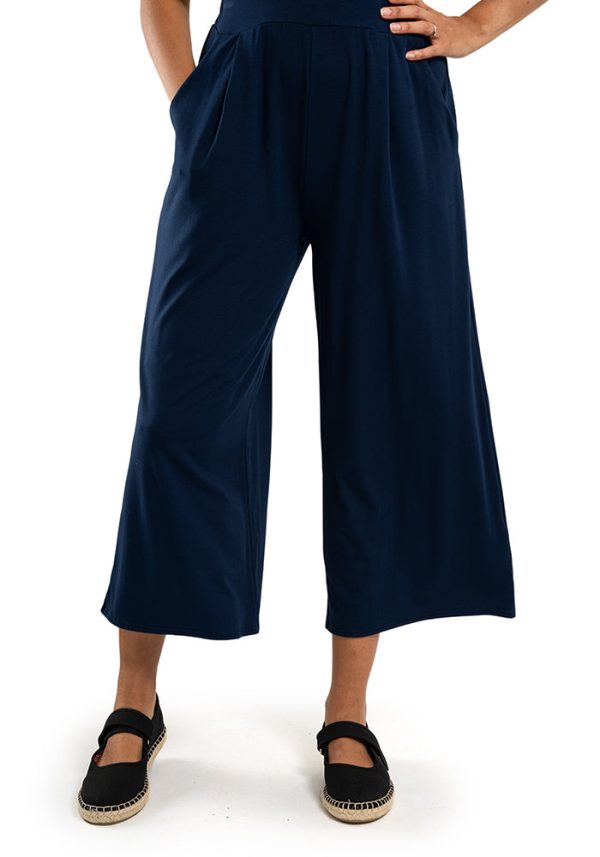 Lexus Navy Pull On Wide Leg Culotte Trouser Online now