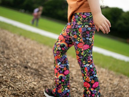 Children s Rainbow Garden Print Flare Leggings Supply