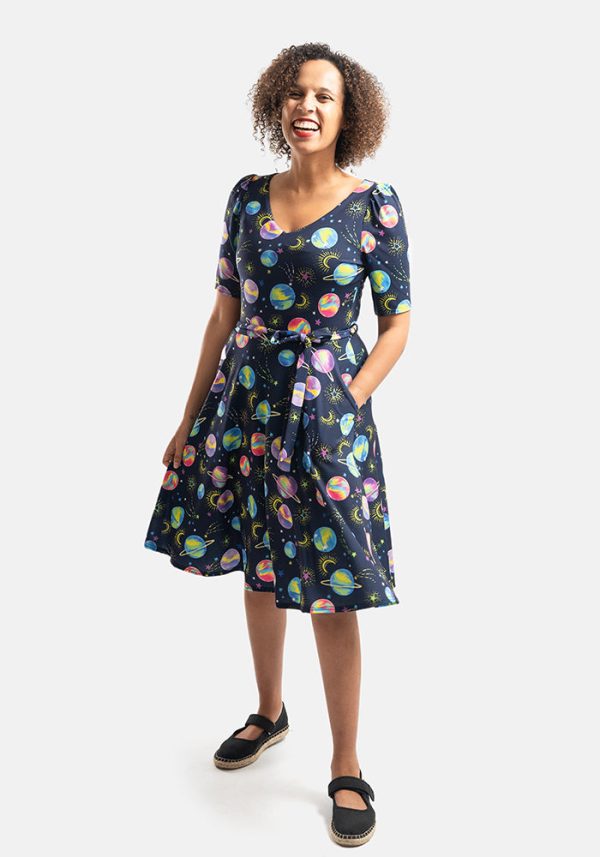 Saturn Planets Print Full Skirt Dress Online