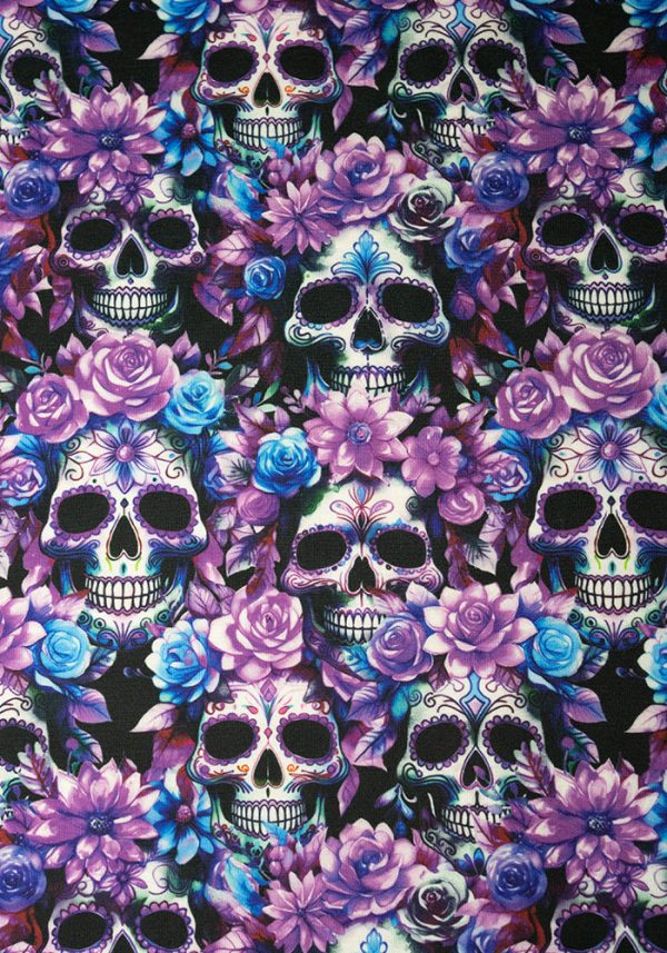 Dexter Purple Floral Skull Print Midi Dress For Cheap