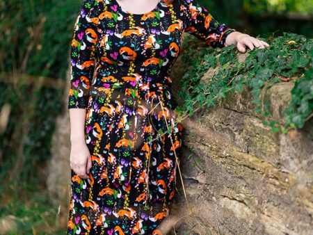 Apricot Garden Fox Print Cotton Dress Cheap