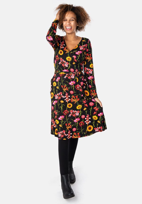 Alaine Sunflower Print Viscose Dress Fashion