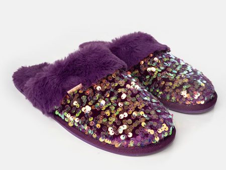 Purple Glitter Mule Slippers For Cheap