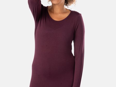 Plum Long Sleeve Round Neck Top Discount