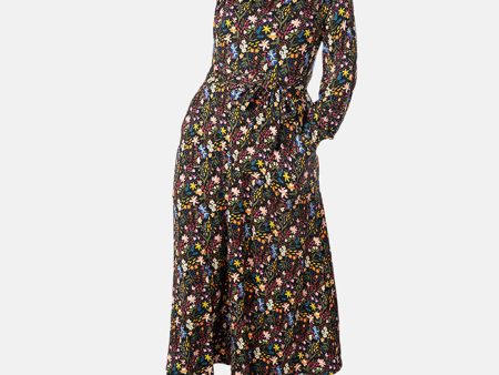 Chase Ditsy Floral Print Viscose Midi Dress For Discount