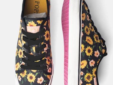 Sunflower Print Canvas Pumps For Sale