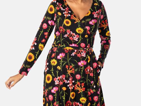 Alaine Sunflower Print Viscose Dress Fashion