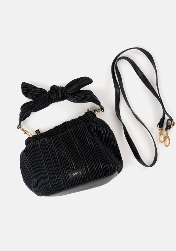 Black Plisse Cross Body Bag on Sale