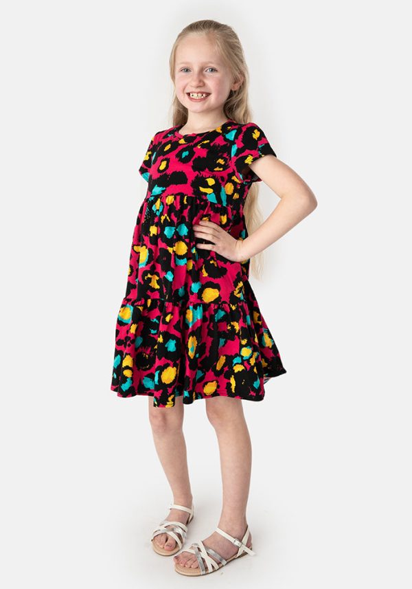 Children s Pink Animal Print Cotton Dress (Mariah) Online Hot Sale