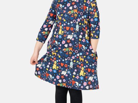 Children s Dog Garden Print Dress (Finn) For Discount