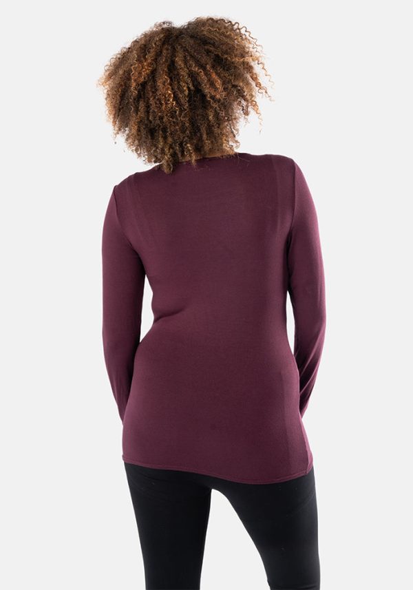 Plum Long Sleeve Round Neck Top Discount