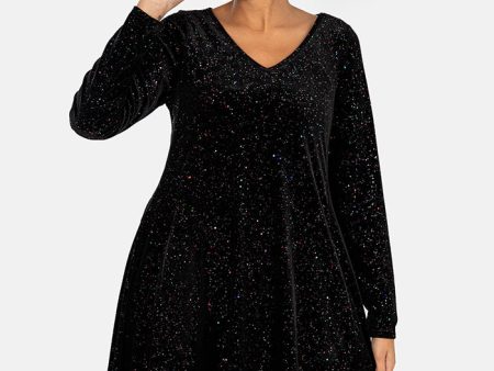 Hollyanne Black & Multicoloured Sparkle Velvet Trapeze Dress Fashion