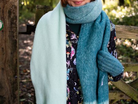 Teal Two Tone Cosy Knitted Scarf Sale