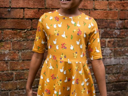 Children s Gaggle Of Geese Print Cotton Dress (Talia) Cheap