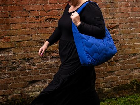 Cobalt Blue Quilted Shoulder Popsy Bag Online Sale