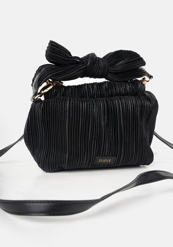 Black Plisse Cross Body Bag on Sale