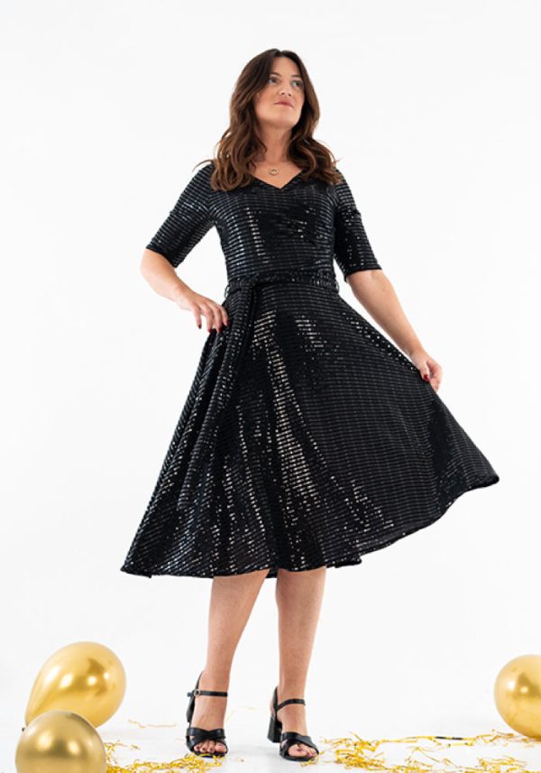 Candescent Black Sequin Swing Dress Online Hot Sale