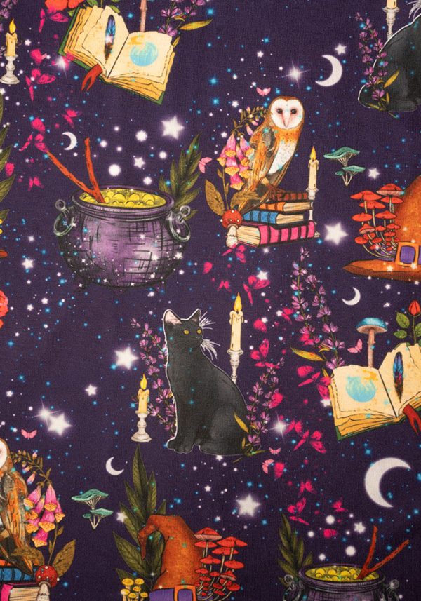 Cresent Mystical Owl Print Midi Dress Supply