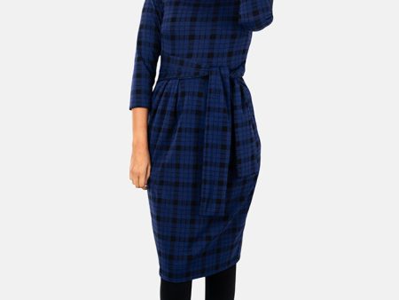 Jagger Blue & Black Check Jacquard Dress For Discount