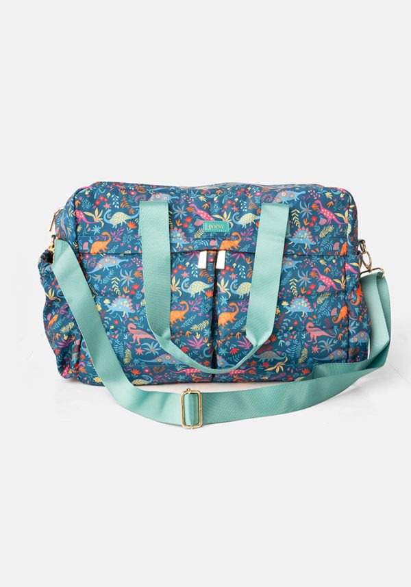 Teal Dinosaur Print Holdall on Sale