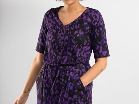 Andie Purple Animal Print Blouson Dress For Cheap