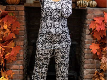 Addams Mono Skull Print Pyjama Set Online