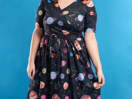 Adhara Pastel Planets Print Midi Dress For Discount