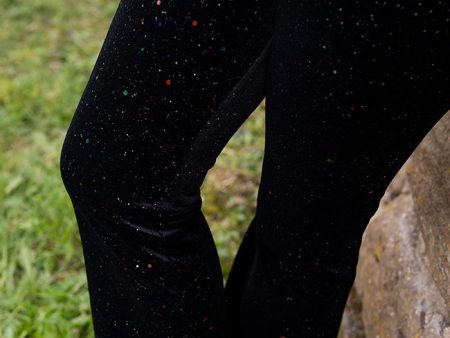 Children s Black Sparkle Velvet Flare Trousers on Sale