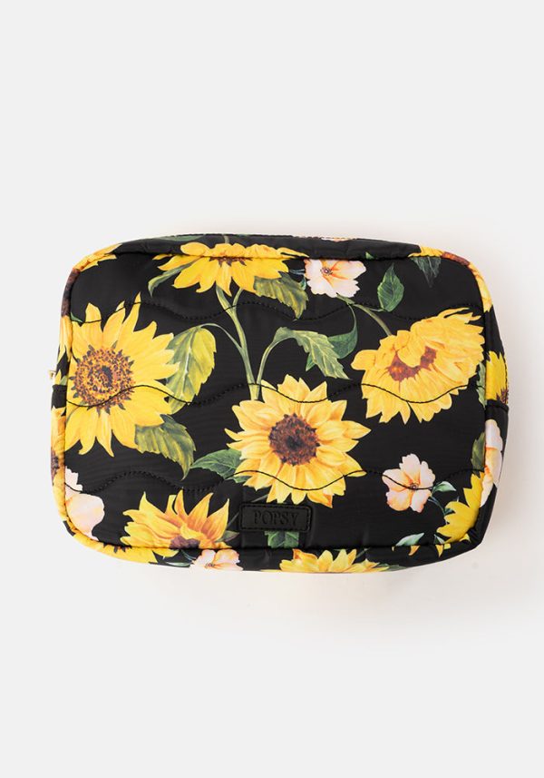 Black Sunflower Print Popsy Multi Use Bag For Sale