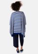 Navy & White Stripe Sleeveless Cardigan For Discount