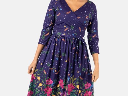 Ava Starlight Border Print Midi Dress For Sale