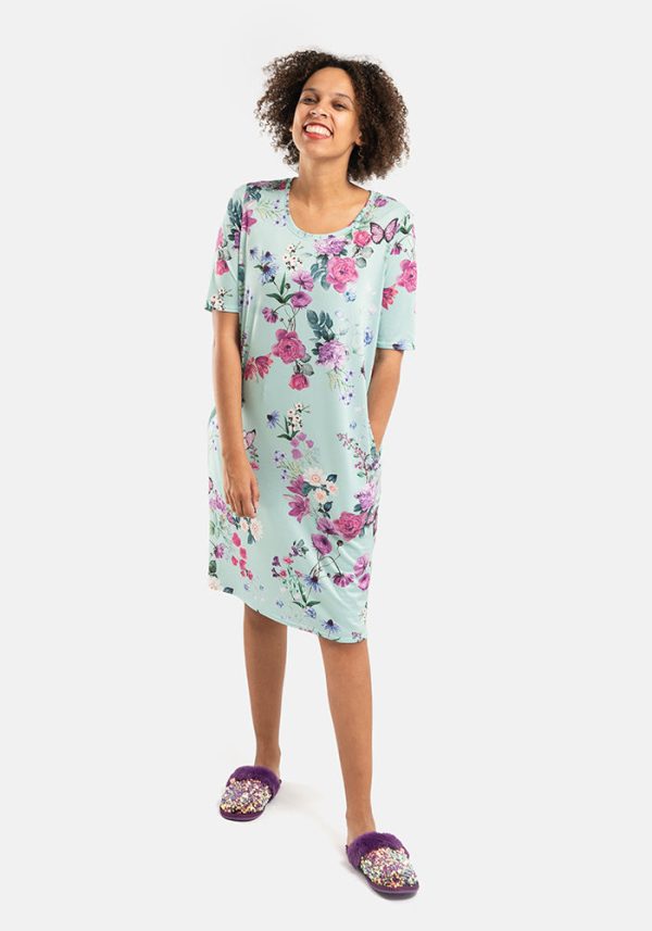 Carina Floral Butterflies Print Nightshirt For Sale