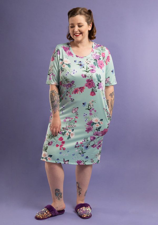 Carina Floral Butterflies Print Nightshirt For Sale