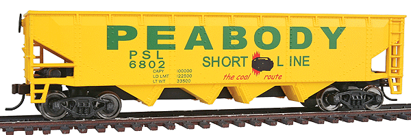 HO Trainline 40 Offset Quad Hopper Peabody Short Line 6802 For Cheap