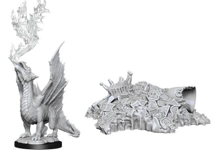 D&D Unpainted Gold Dragon: Wyrmling and  Small Treasure Pile For Discount